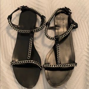 Chain detail black sandals